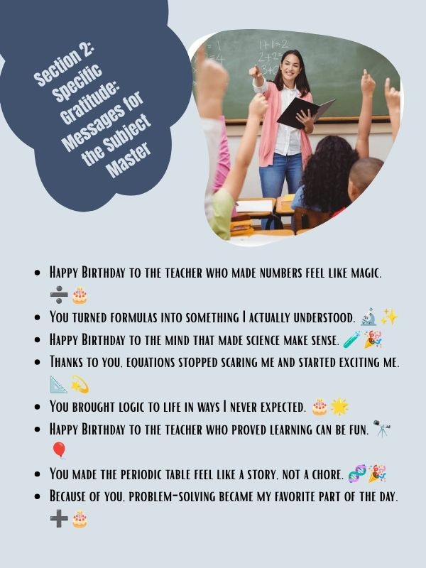 Section 2: Specific Gratitude: Messages for the Subject Master