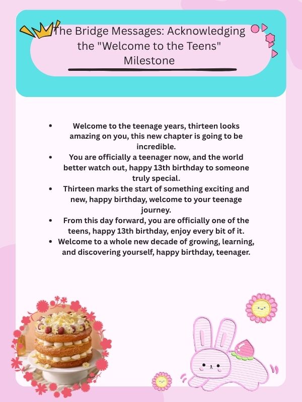 The Bridge Messages: Acknowledging the "Welcome to the Teens" Milestone
