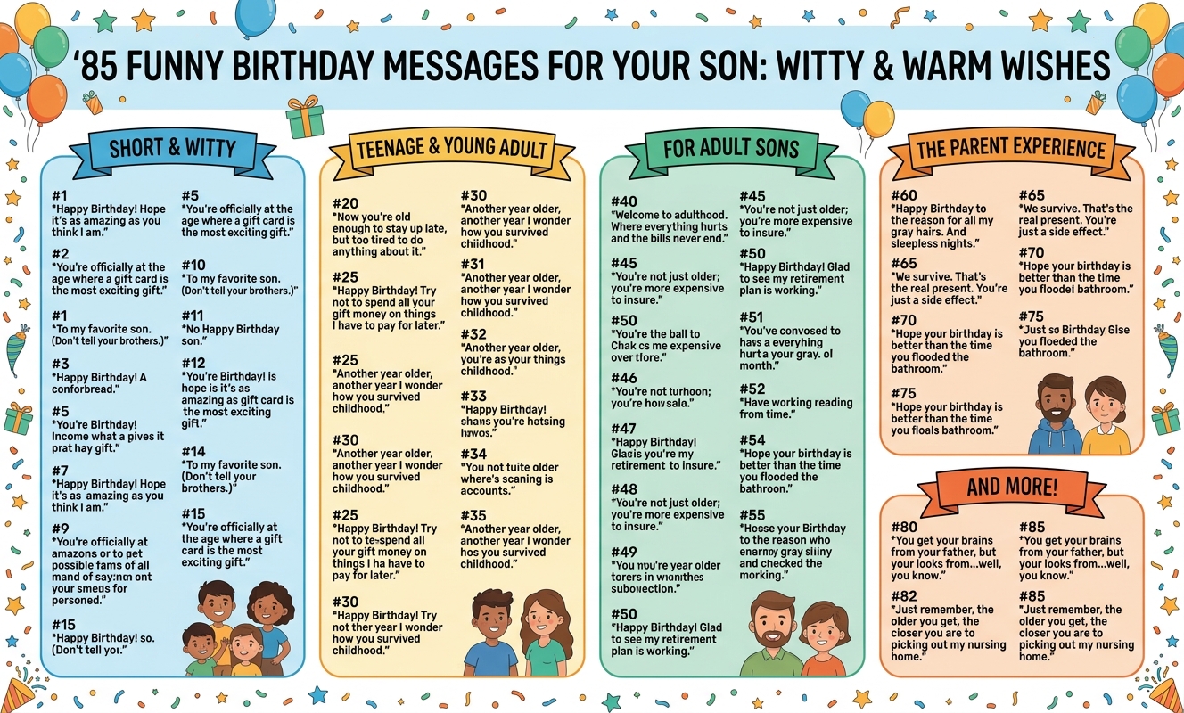 85 Funny Birthday Messages for Your Son: Witty & Warm Wishes
