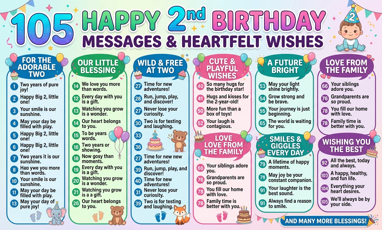 105 Happy 2nd Birthday Messages & Heartfelt Wishes