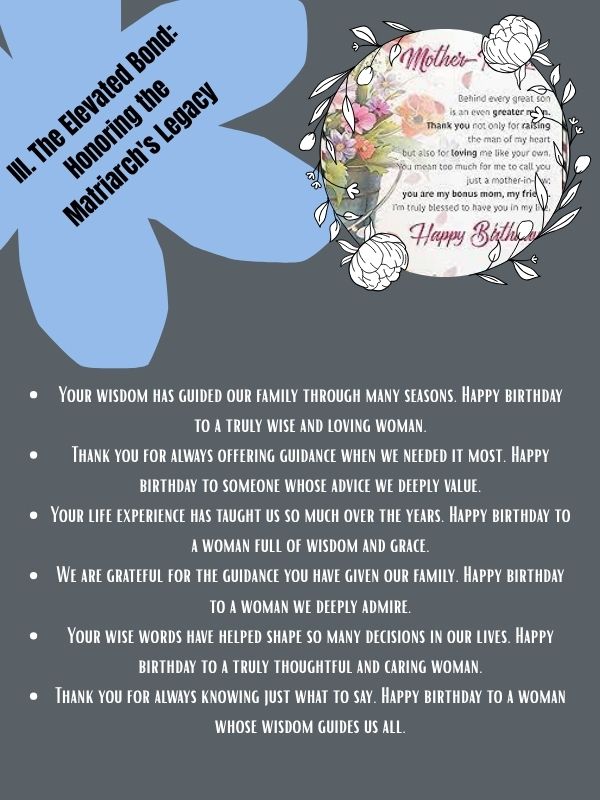 III. The Elevated Bond: Honoring the Matriarch's Legacy