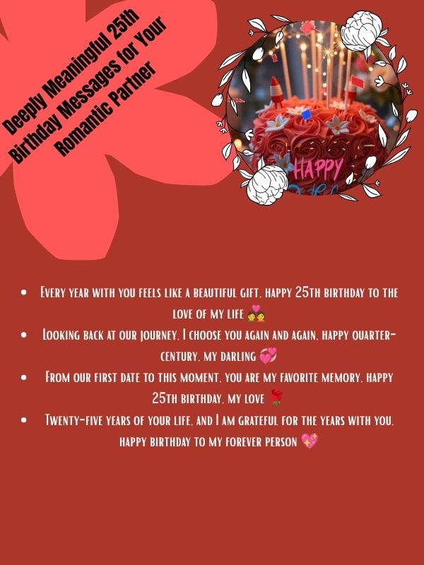 Deeply Meaningful 25th Birthday Messages for Your Romantic Partner